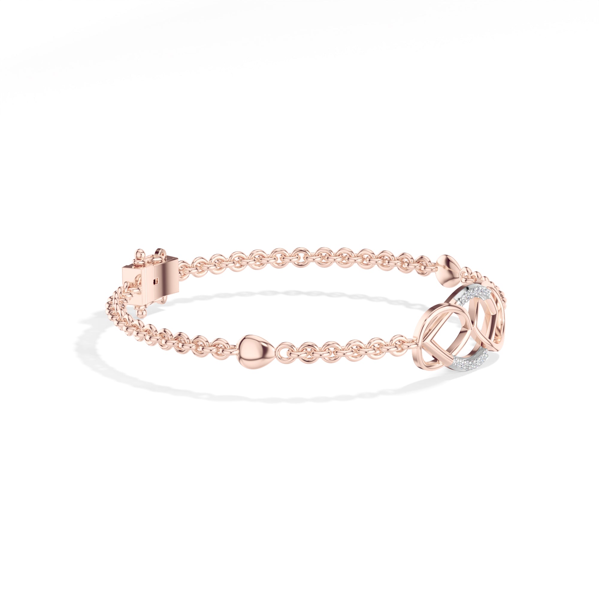 Rose Gold Pave Infinity Round Lab Grown Diamond Xirel Bracelet