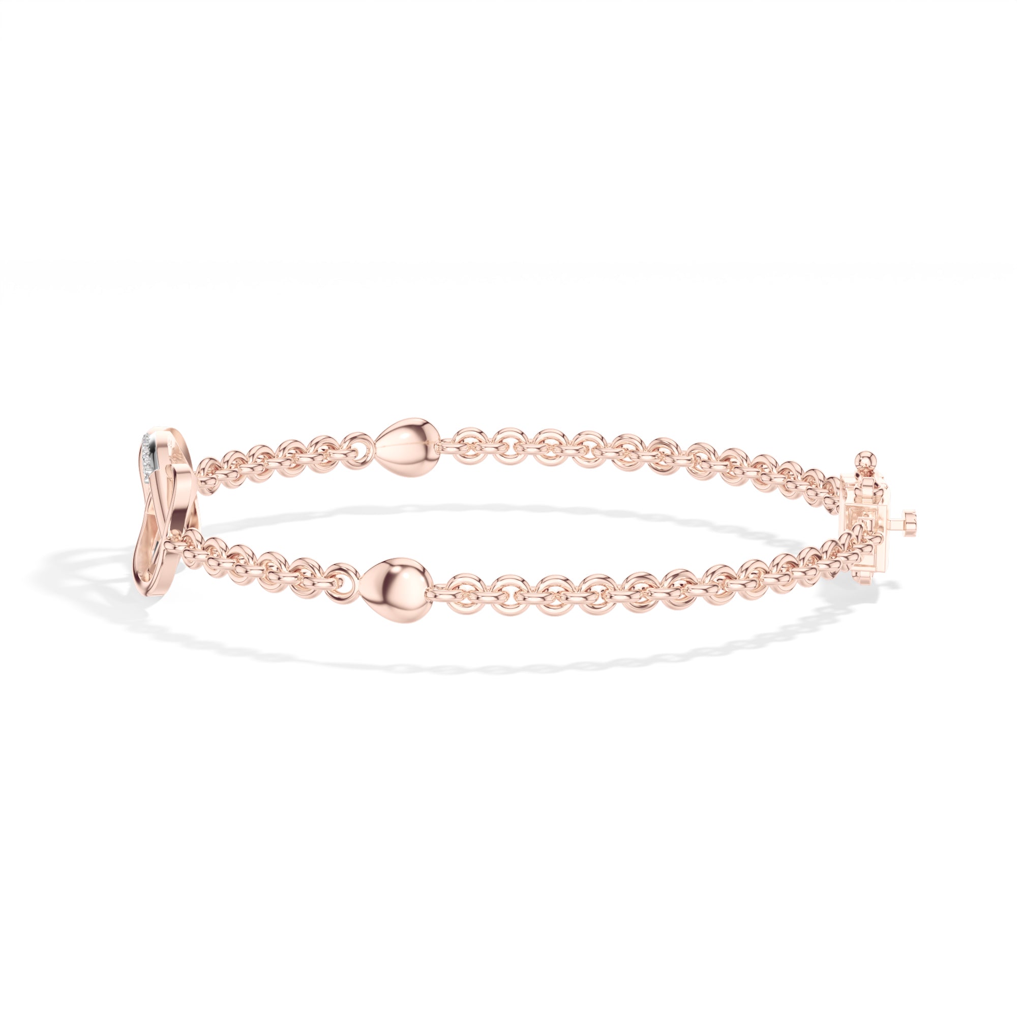 Rose Gold Pave Infinity Round Lab Grown Diamond Xirel Bracelet