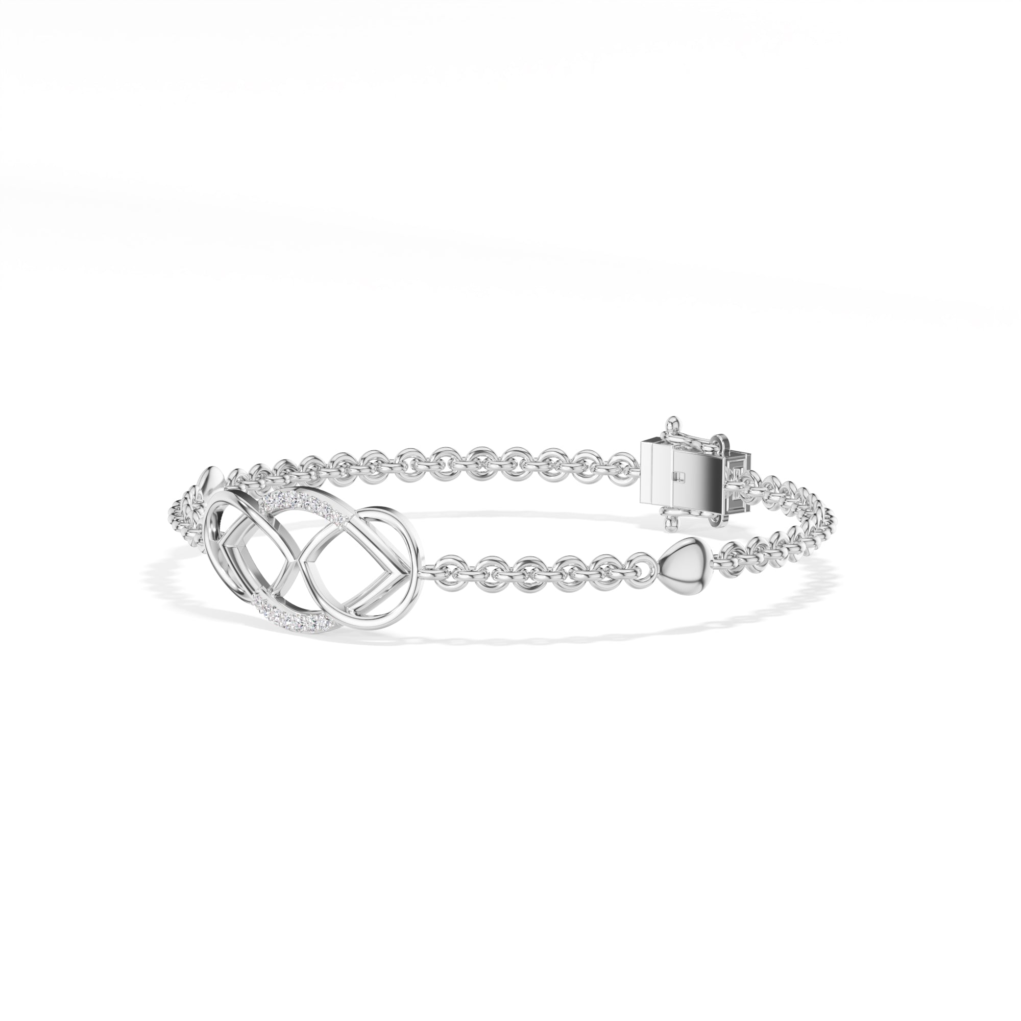 White Gold Pave Infinity Round Lab Grown Diamond Xirel Bracelet