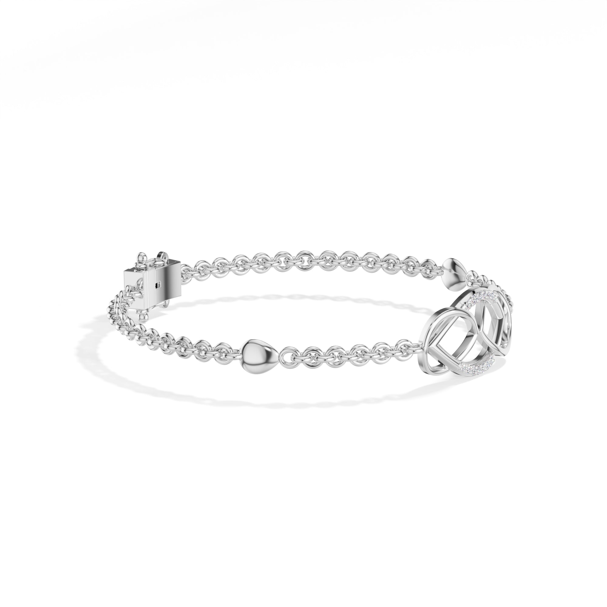 White Gold Pave Infinity Round Lab Grown Diamond Xirel Bracelet