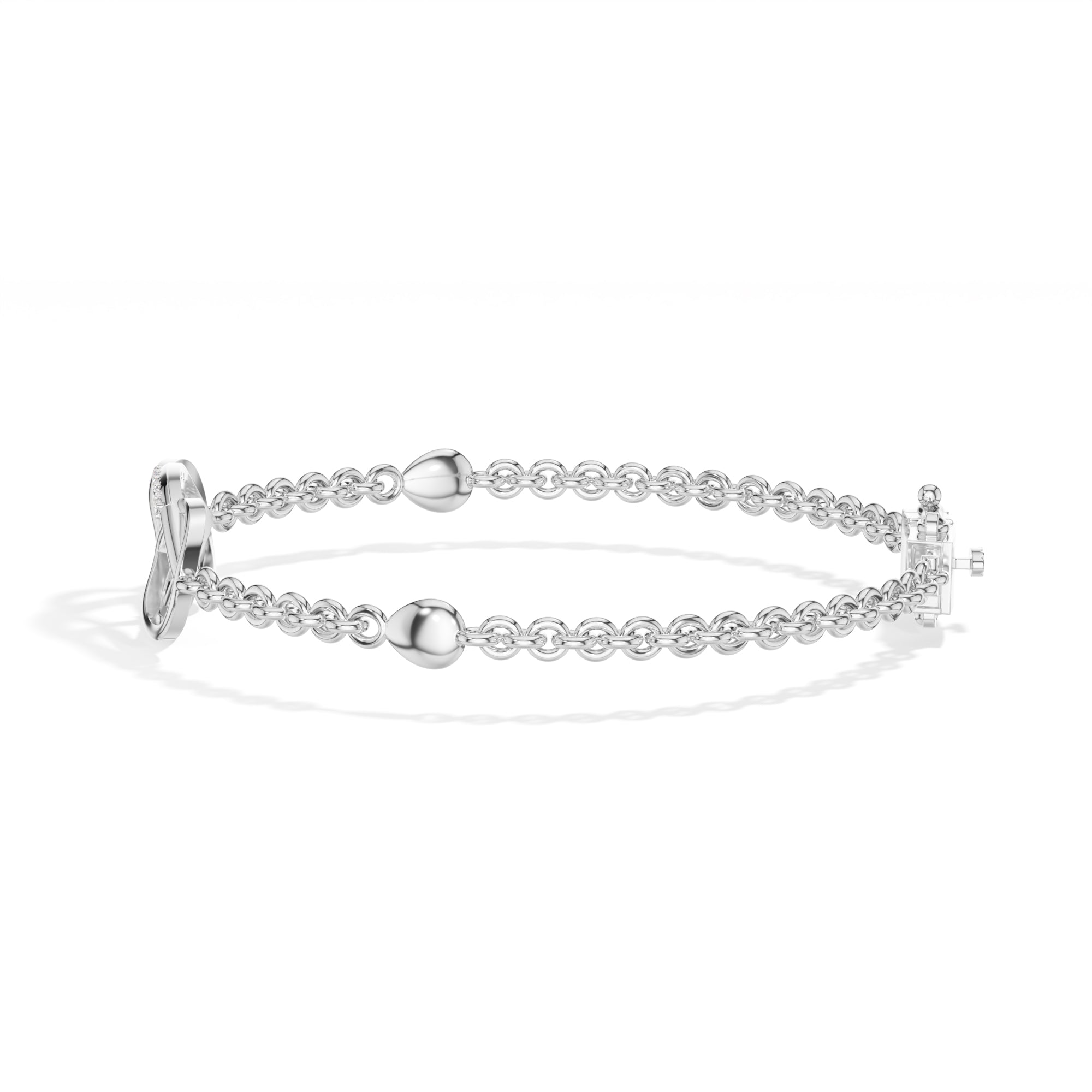 White Gold Pave Infinity Round Lab Grown Diamond Xirel Bracelet