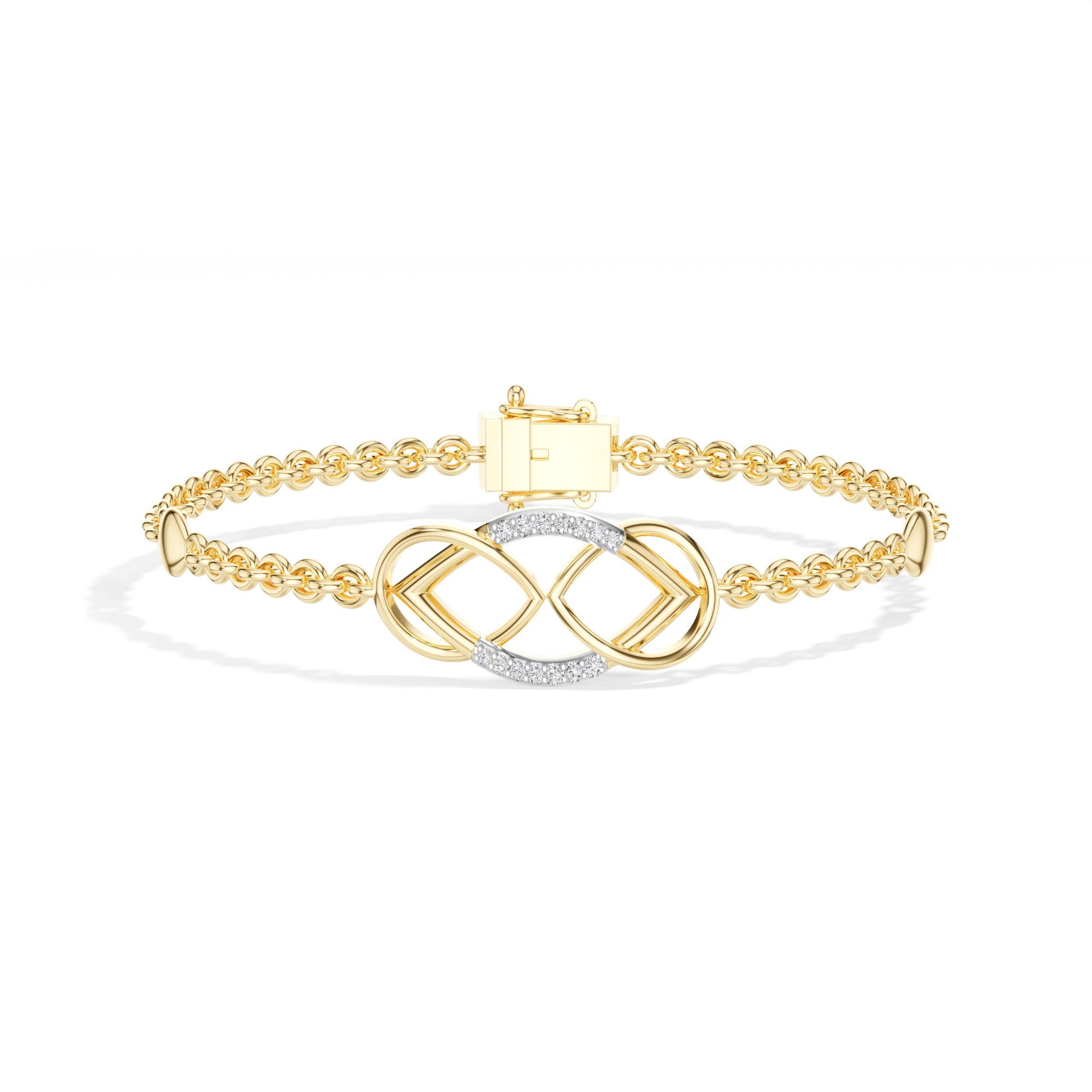 Yellow Gold Pave Infinity Round Lab Grown Diamond Xirel Bracelet