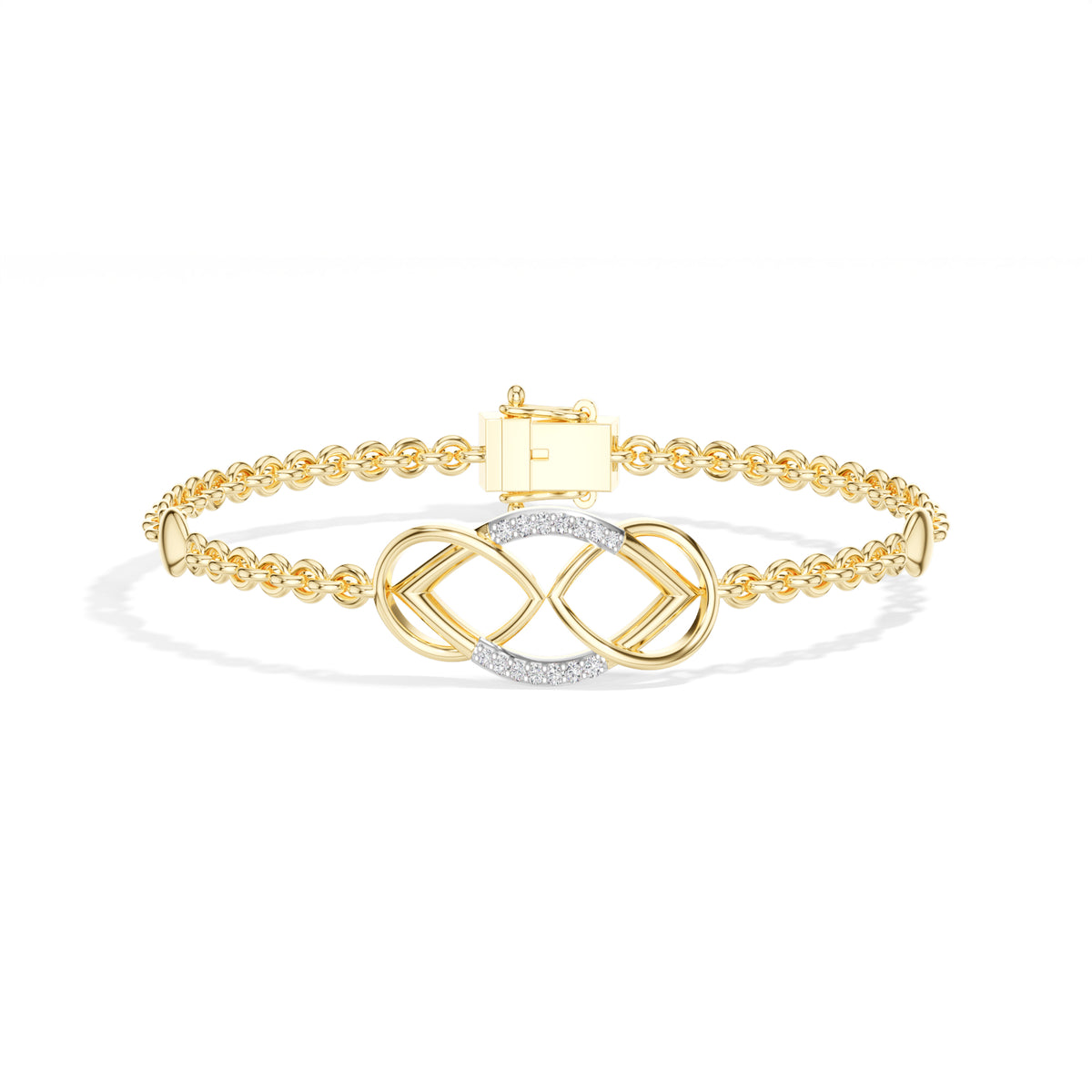 Yellow Gold Pave Infinity Round Lab Grown Diamond Xirel Bracelet