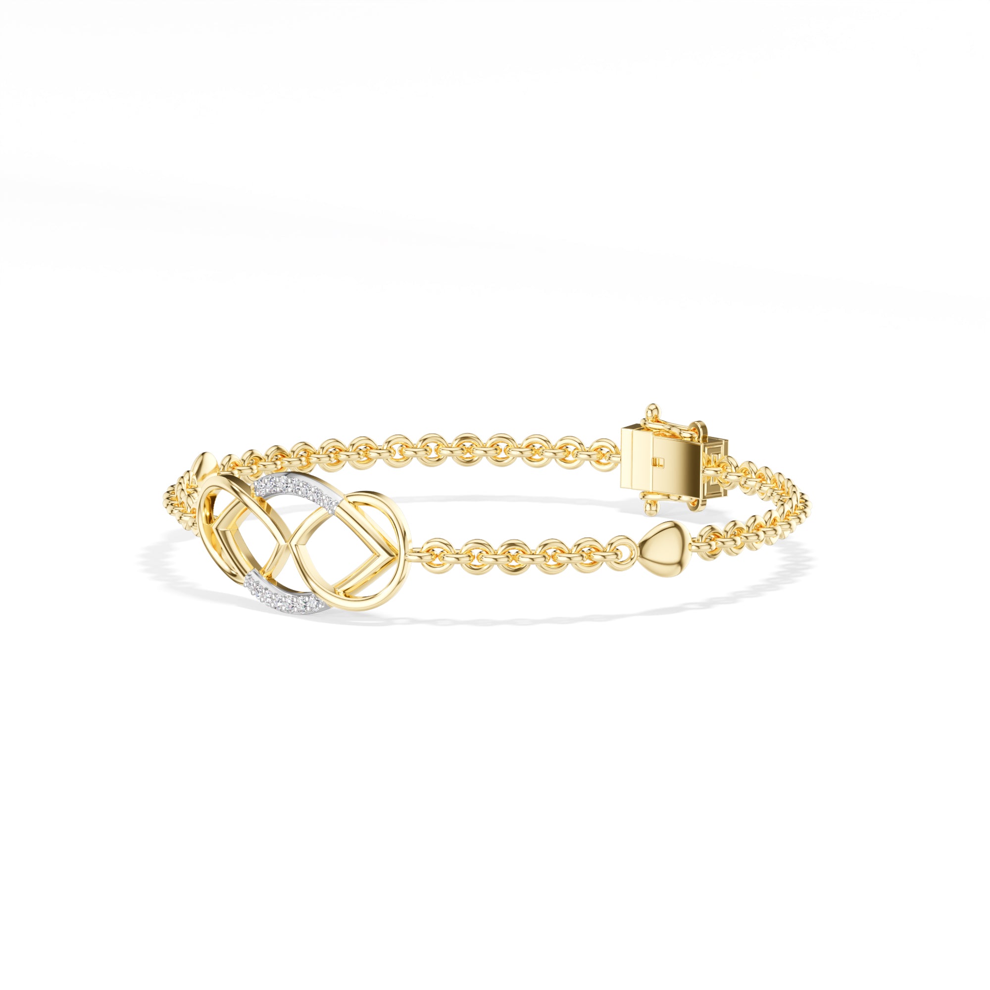 Yellow Gold Pave Infinity Round Lab Grown Diamond Xirel Bracelet