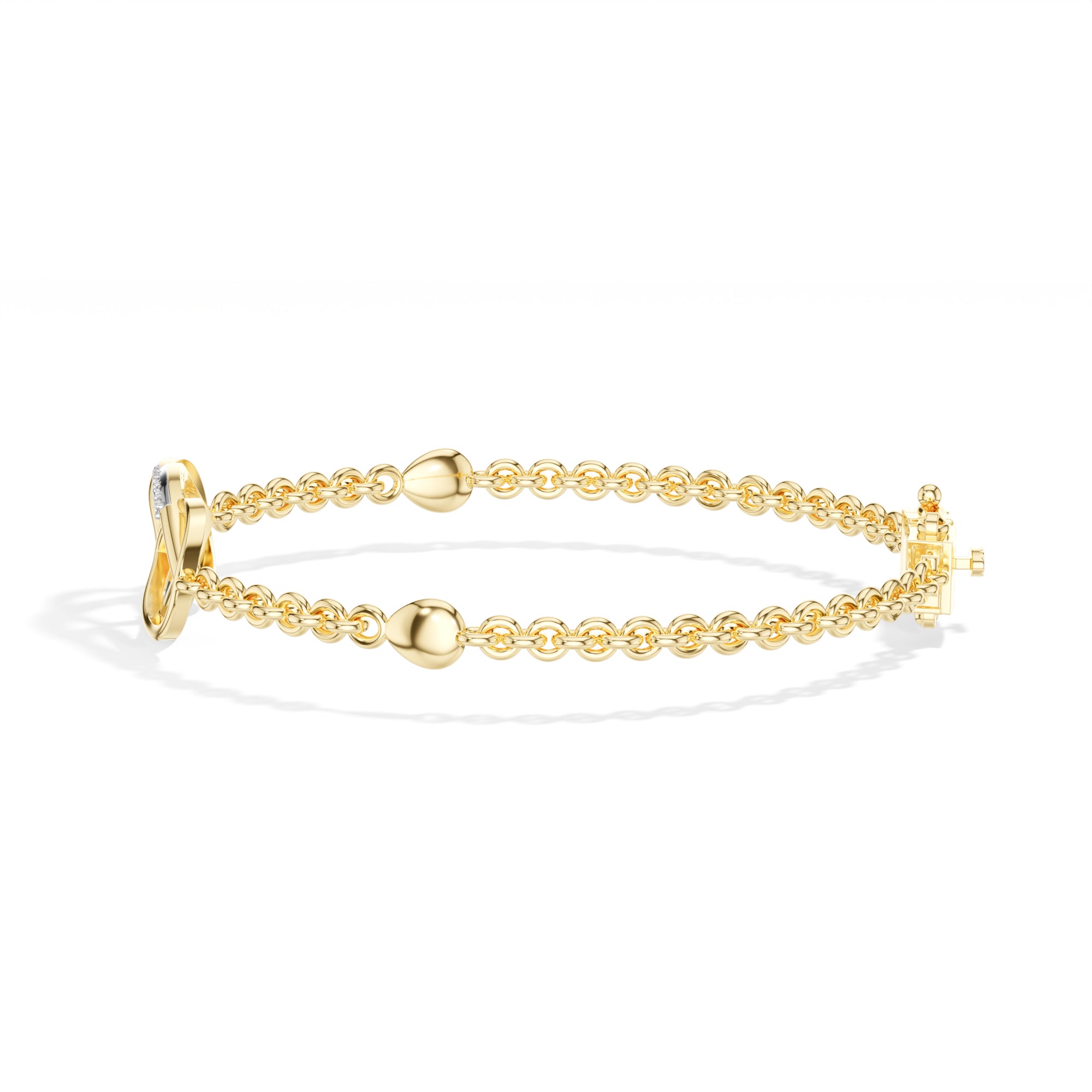 Yellow Gold Pave Infinity Round Lab Grown Diamond Xirel Bracelet