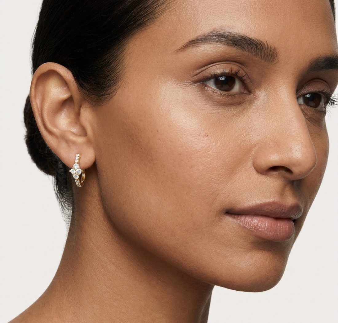 Gold Hoop Lab Grown Diamond Basisa Earrings