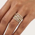 Gold 2Ct Multi Row Pave Round Lab Grown Diamond Calyn Ring