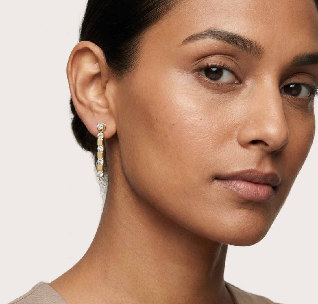 Gold 1Ct Carmona Lab Grown Diamond Linear Drop Earrings