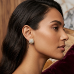 Gold 2 5Ct Round Designer Double Halo Lab Grown Diamond Stud Earrings