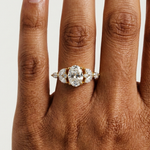 Gold Trilogy Setting Oval Marquise Lab Grown Diamond Cirel Ring