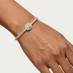 Gold 4Ct Oval Solitaire Cordel Lab Grown Diamond Bracelet