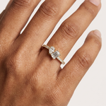 Gold Toi Et Moi Setting Pear Emerald Lab Grown Diamond Coris Ring