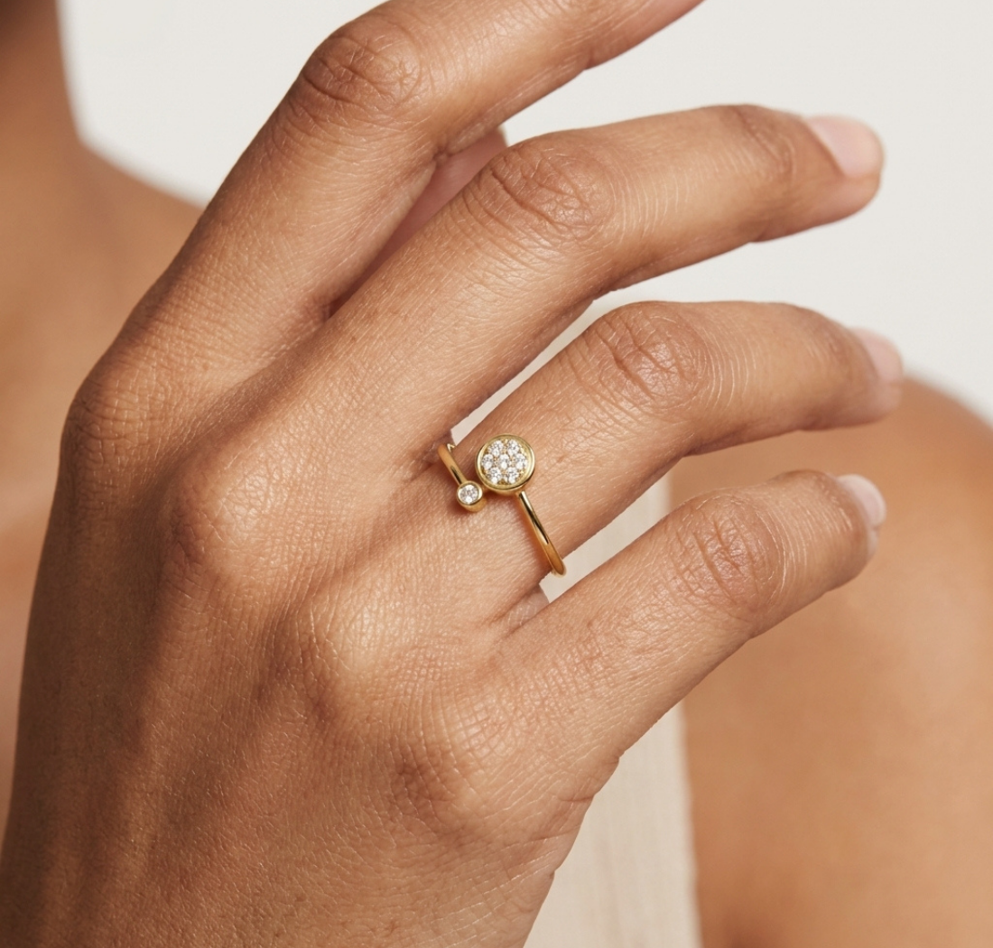 Gold Cluster Band Round Lab Grown Diamond Cynra Ring