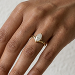 Gold Oval V Shank Solitaire Lab Grown Diamond Cyraelle Ring