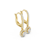 Gold Halo Drop Setting Cushion Lab Grown Diamond Elarra Earring