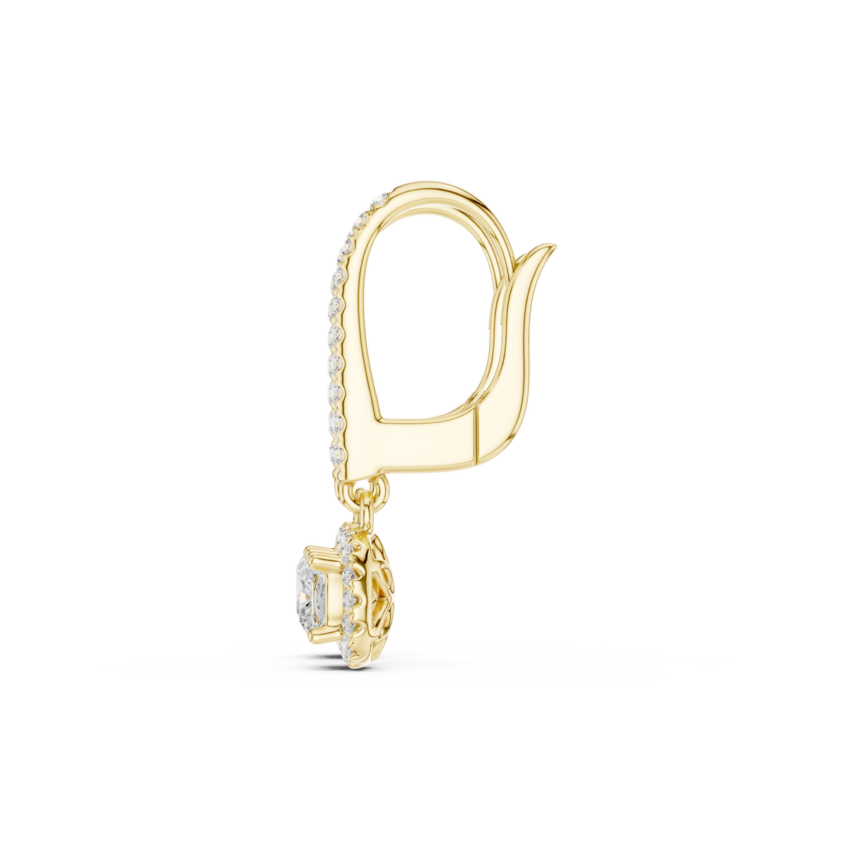Gold Halo Drop Setting Cushion Lab Grown Diamond Elarra Earring