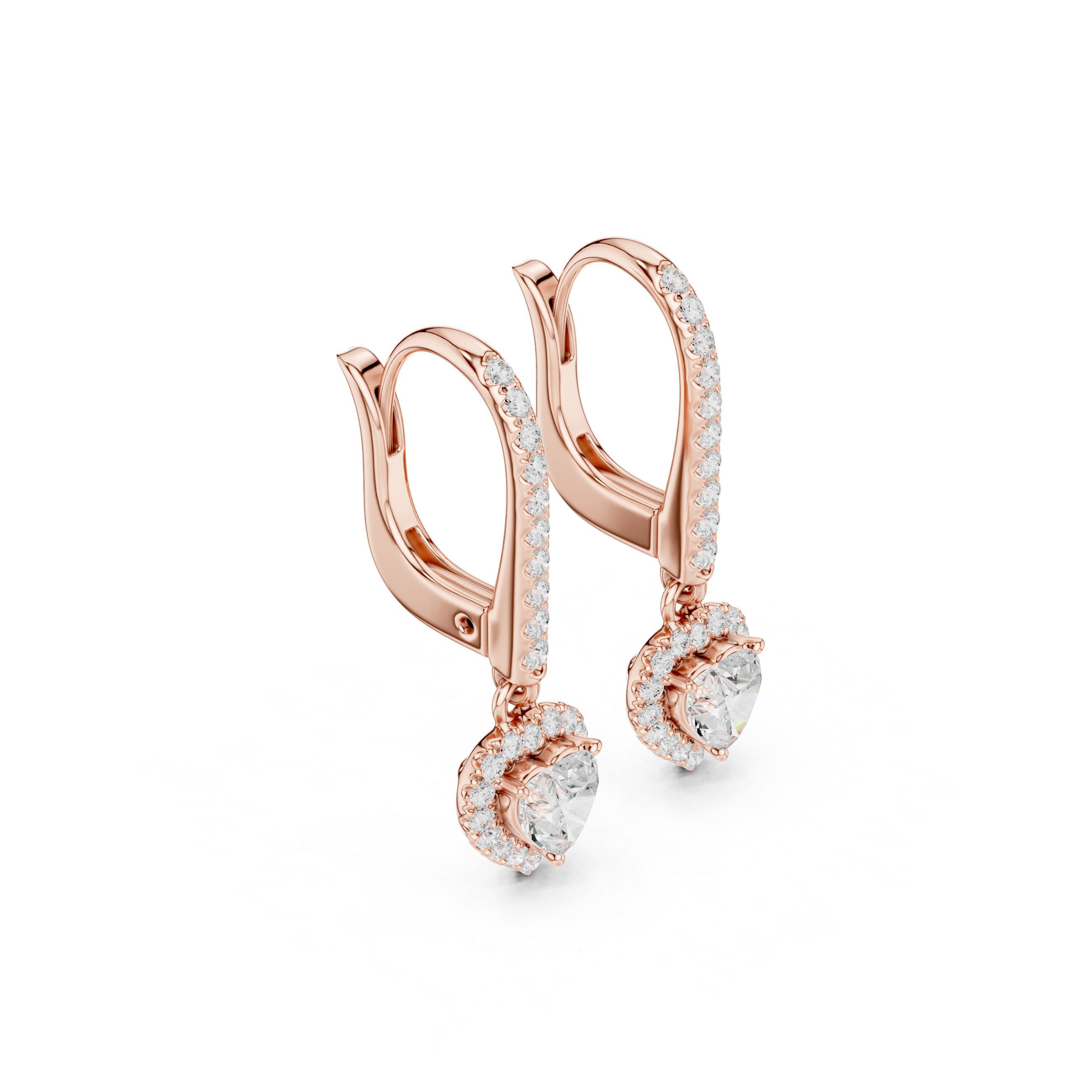 Gold Halo Drop Setting Heart Lab Grown Diamond Solyn Earring