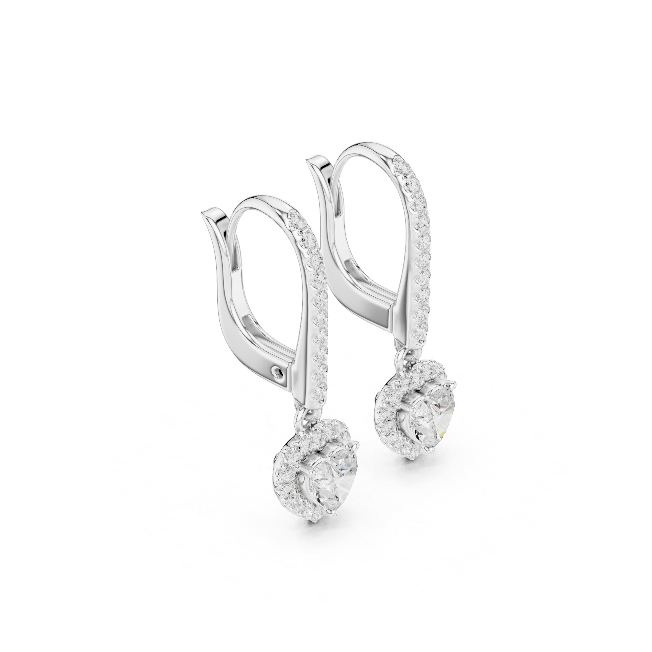 Gold Halo Drop Setting Heart Lab Grown Diamond Solyn Earring