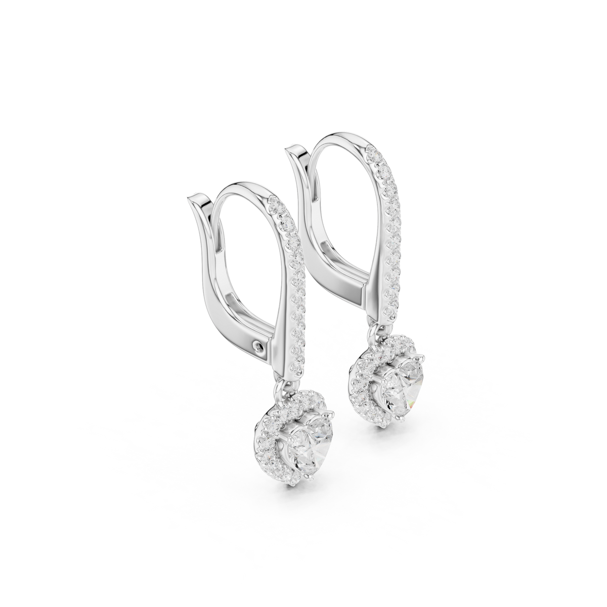 Gold Halo Drop Setting Heart Lab Grown Diamond Solyn Earring