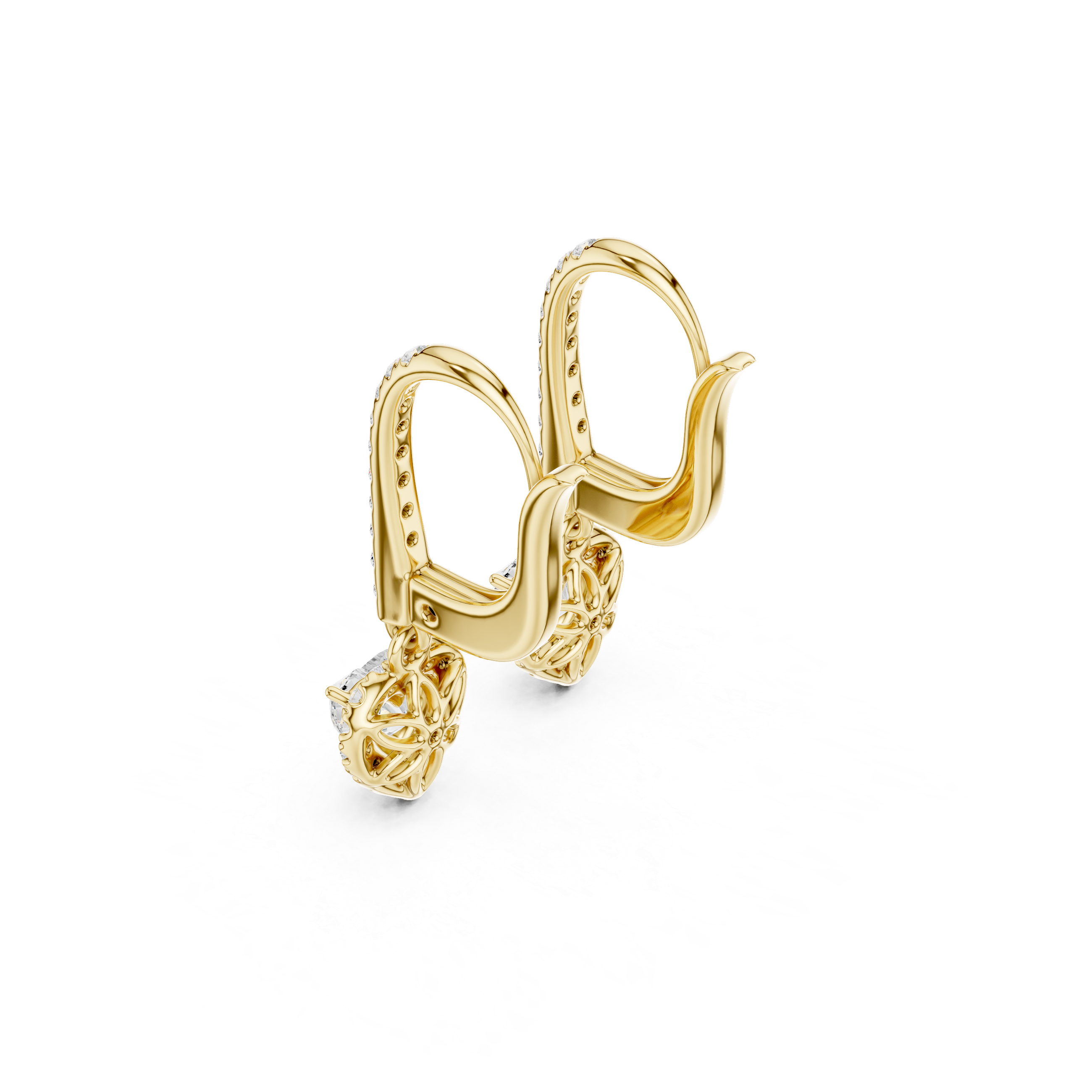 Gold Halo Drop Setting Heart Lab Grown Diamond Solyn Earring
