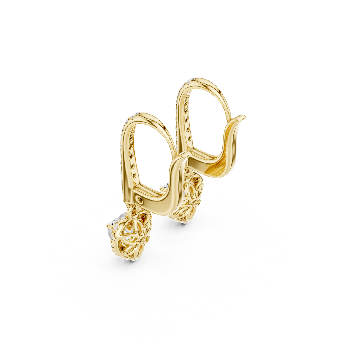 Gold Halo Drop Setting Heart Lab Grown Diamond Solyn Earring