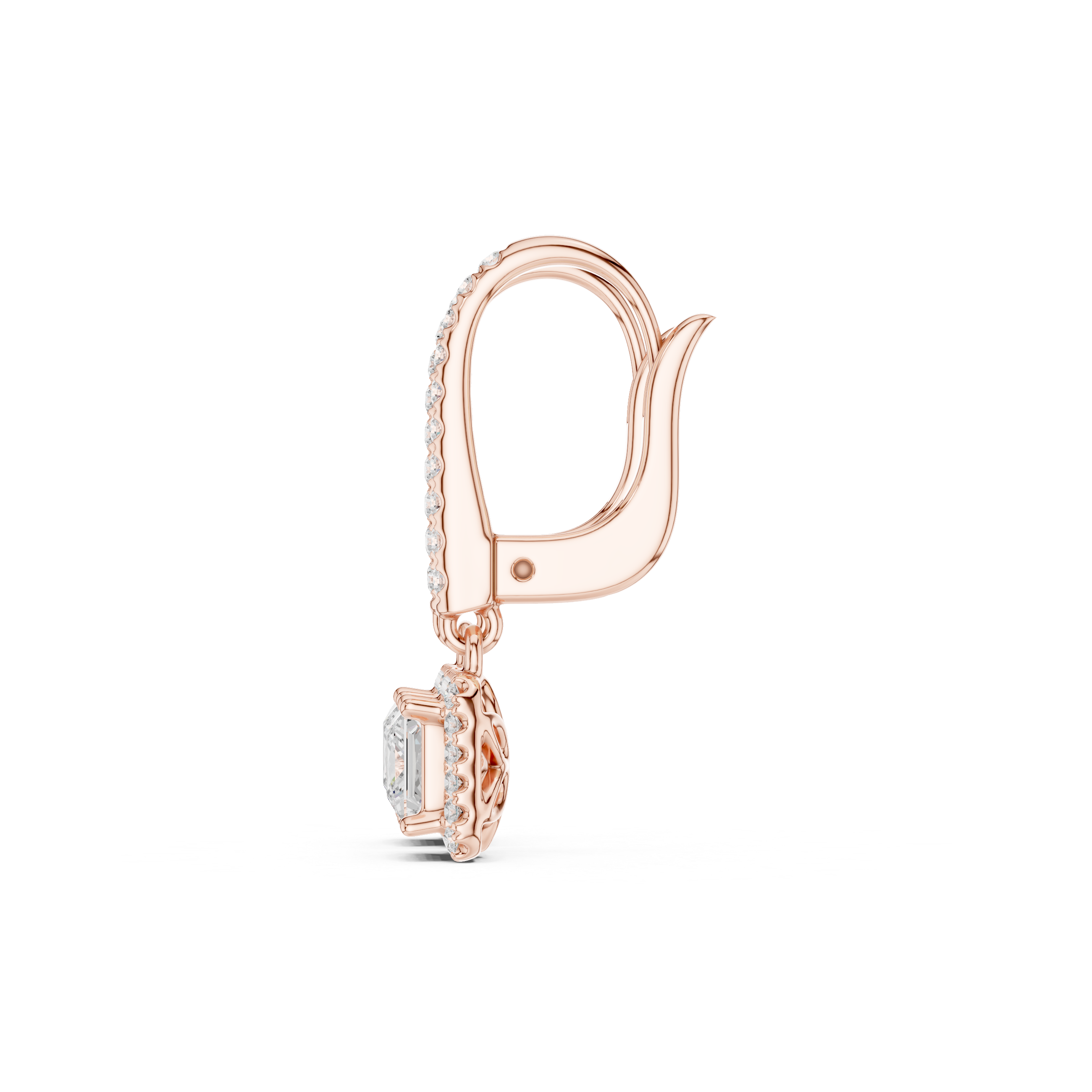 Gold Halo Drop Setting Princess Lab Grown Diamond Ardia Earring