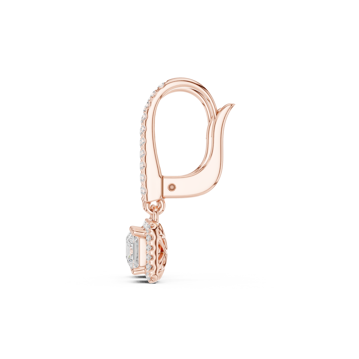 Gold Halo Drop Setting Princess Lab Grown Diamond Ardia Earring
