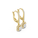 Gold Halo Drop Setting Princess Lab Grown Diamond Ardia Earring