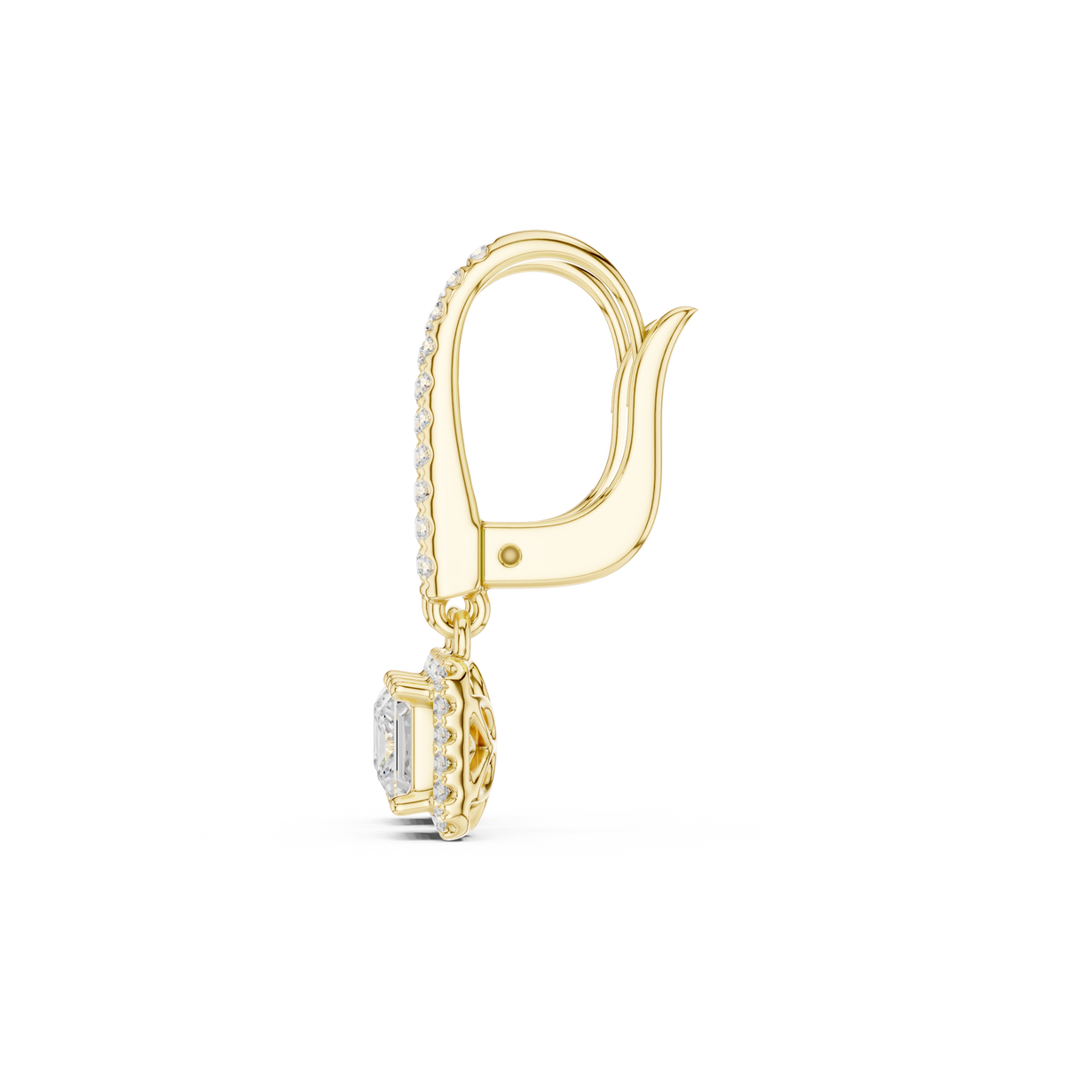 Gold Halo Drop Setting Princess Lab Grown Diamond Ardia Earring