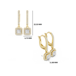Gold Halo Drop Setting Princess Lab Grown Diamond Ardia Earring