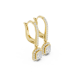Gold Halo Drop Setting Radiant Lab Grown Diamond Sarela Earring