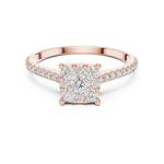 Gold Cushion Cluster Pave Solitaire Round Lab Grown Diamond Alyra Ring