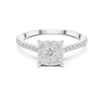 Gold Cushion Cluster Pave Solitaire Round Lab Grown Diamond Alyra Ring