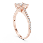 Gold Cushion Cluster Pave Solitaire Round Lab Grown Diamond Alyra Ring