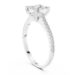 Gold Cushion Cluster Pave Solitaire Round Lab Grown Diamond Alyra Ring
