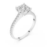 Gold Cushion Cluster Pave Solitaire Round Lab Grown Diamond Alyra Ring