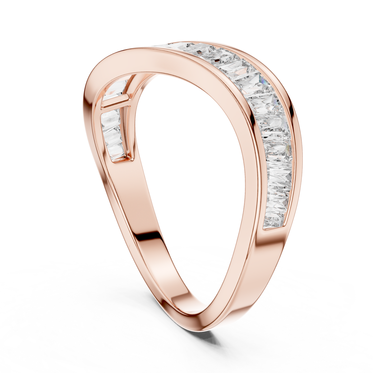 Gold 1Ct Channel Modern Baguette Lab Grown Diamond Kavira Ring