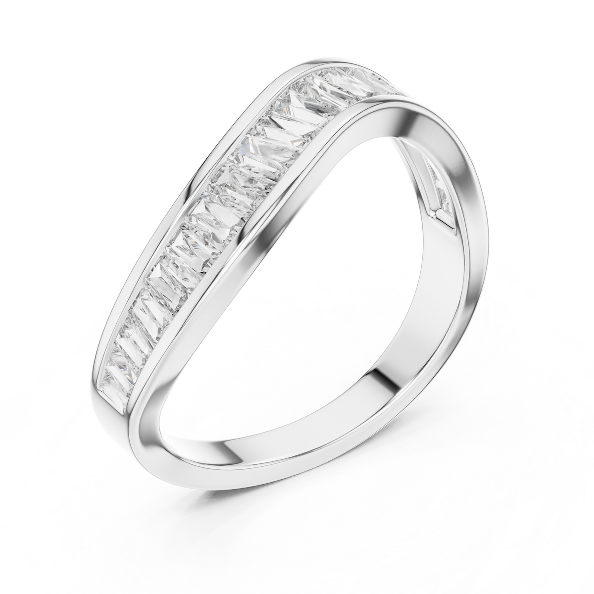 Gold 1Ct Channel Modern Baguette Lab Grown Diamond Kavira Ring