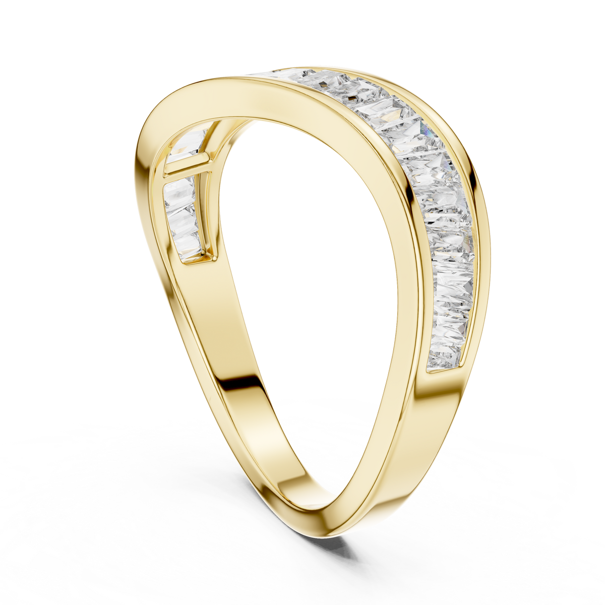 Gold 1Ct Channel Modern Baguette Lab Grown Diamond Kavira Ring