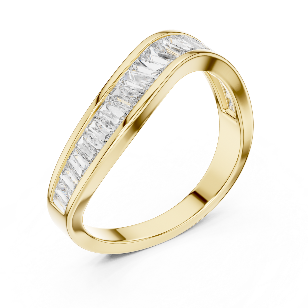Gold 1Ct Channel Modern Baguette Lab Grown Diamond Kavira Ring
