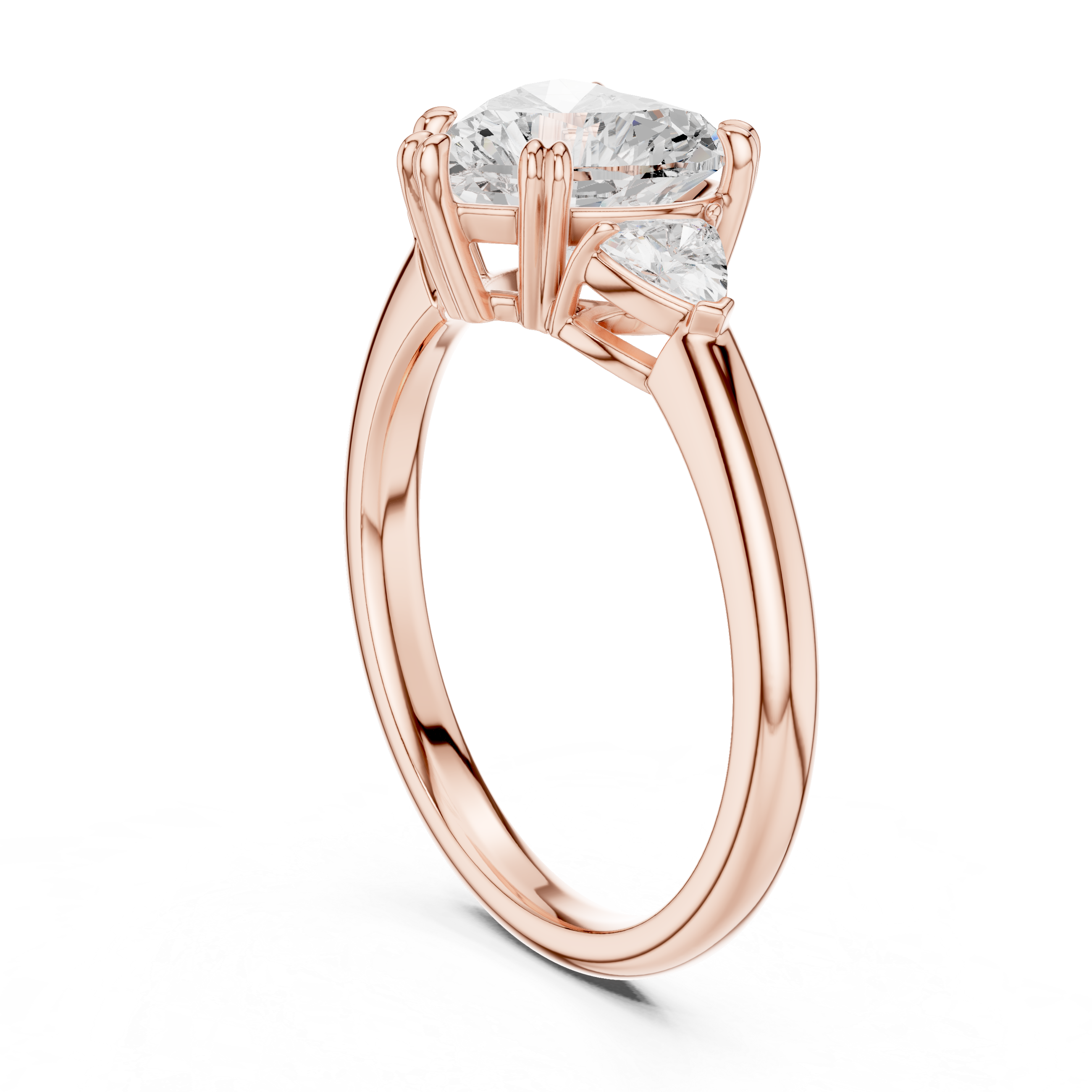 Gold 2 5Ct Three Stone Prong Solitaire Heart Lab Grown Diamond Korin Ring