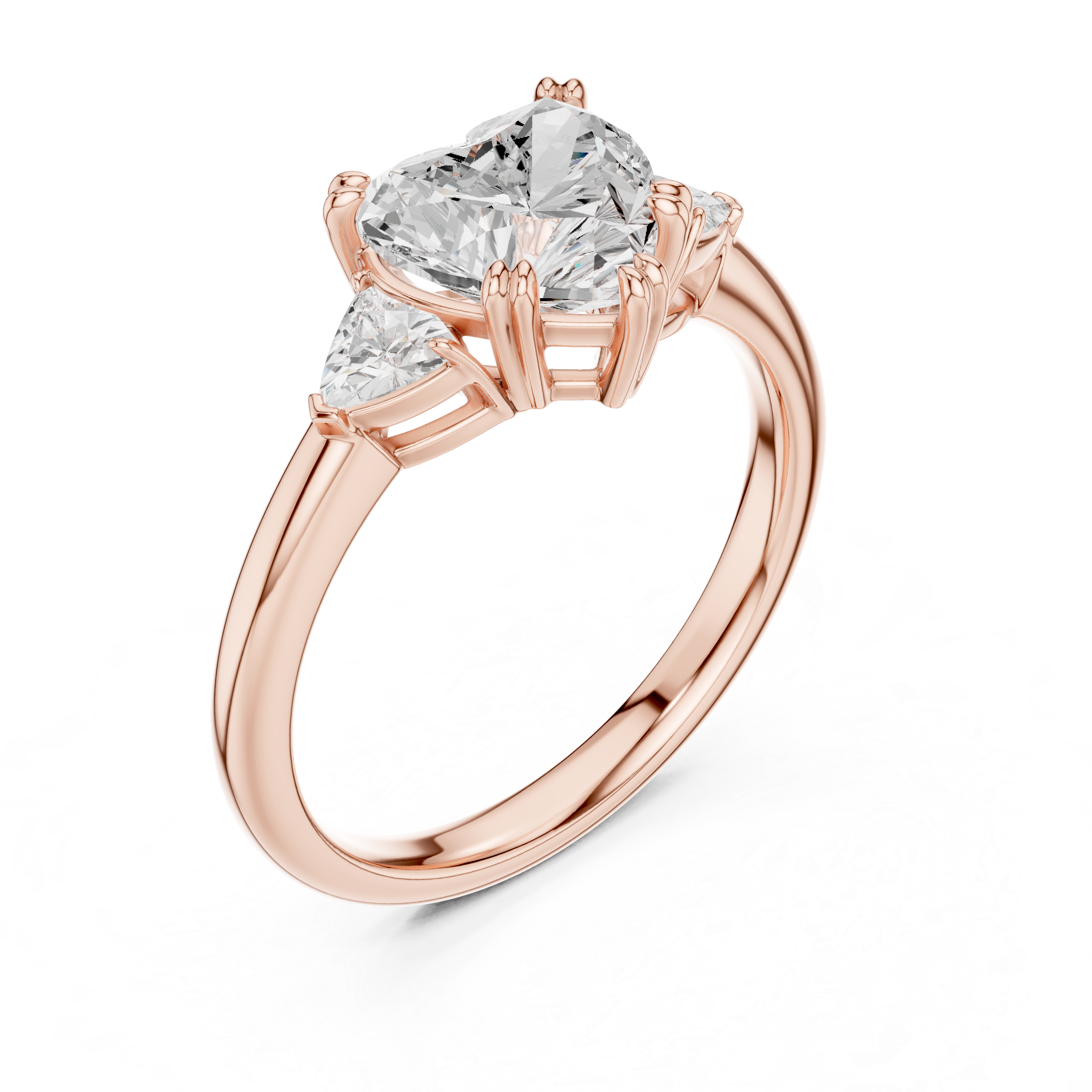 Gold 2 5Ct Three Stone Prong Solitaire Heart Lab Grown Diamond Korin Ring