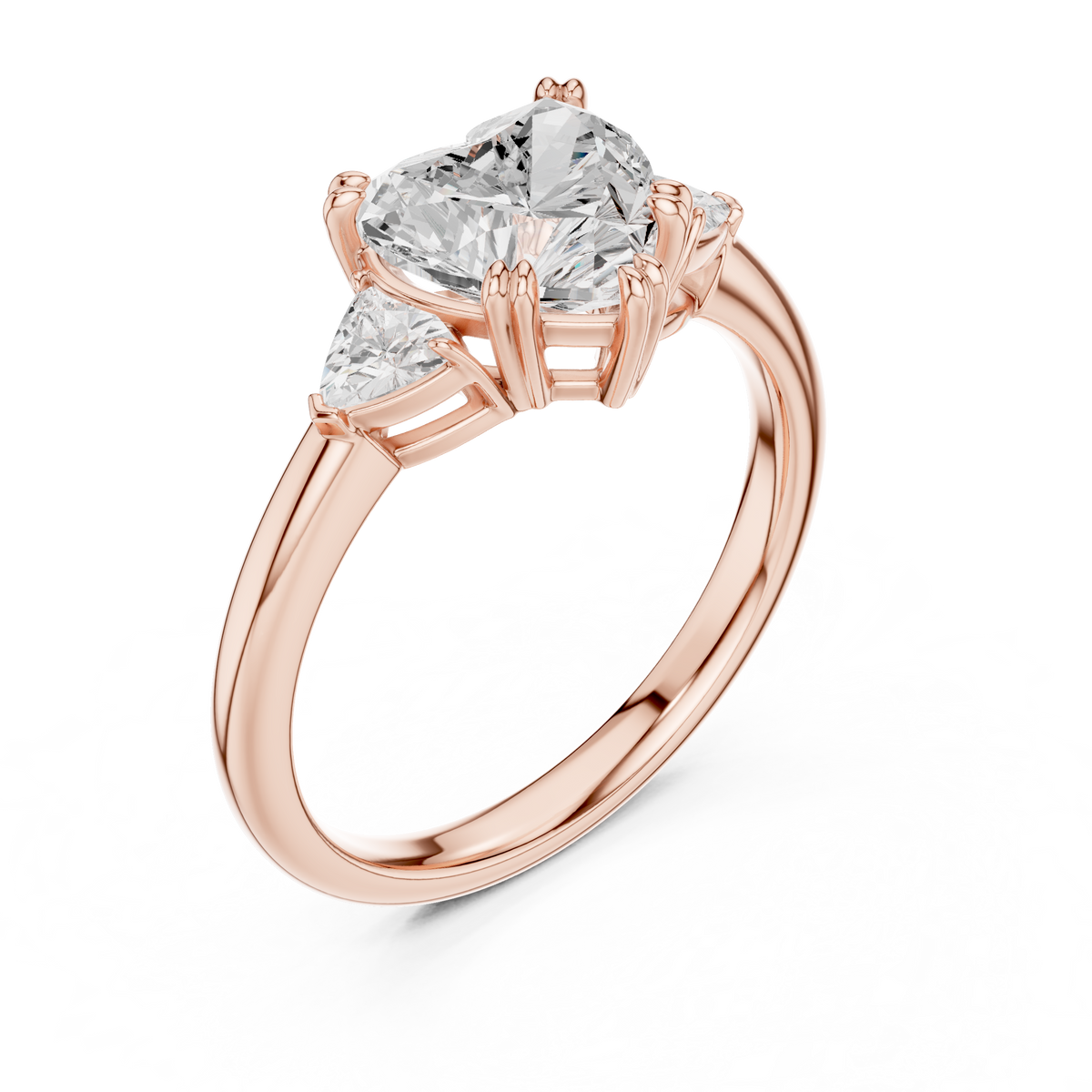 Gold 2 5Ct Three Stone Prong Solitaire Heart Lab Grown Diamond Korin Ring