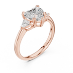 Gold 2 5Ct Three Stone Prong Solitaire Heart Lab Grown Diamond Korin Ring