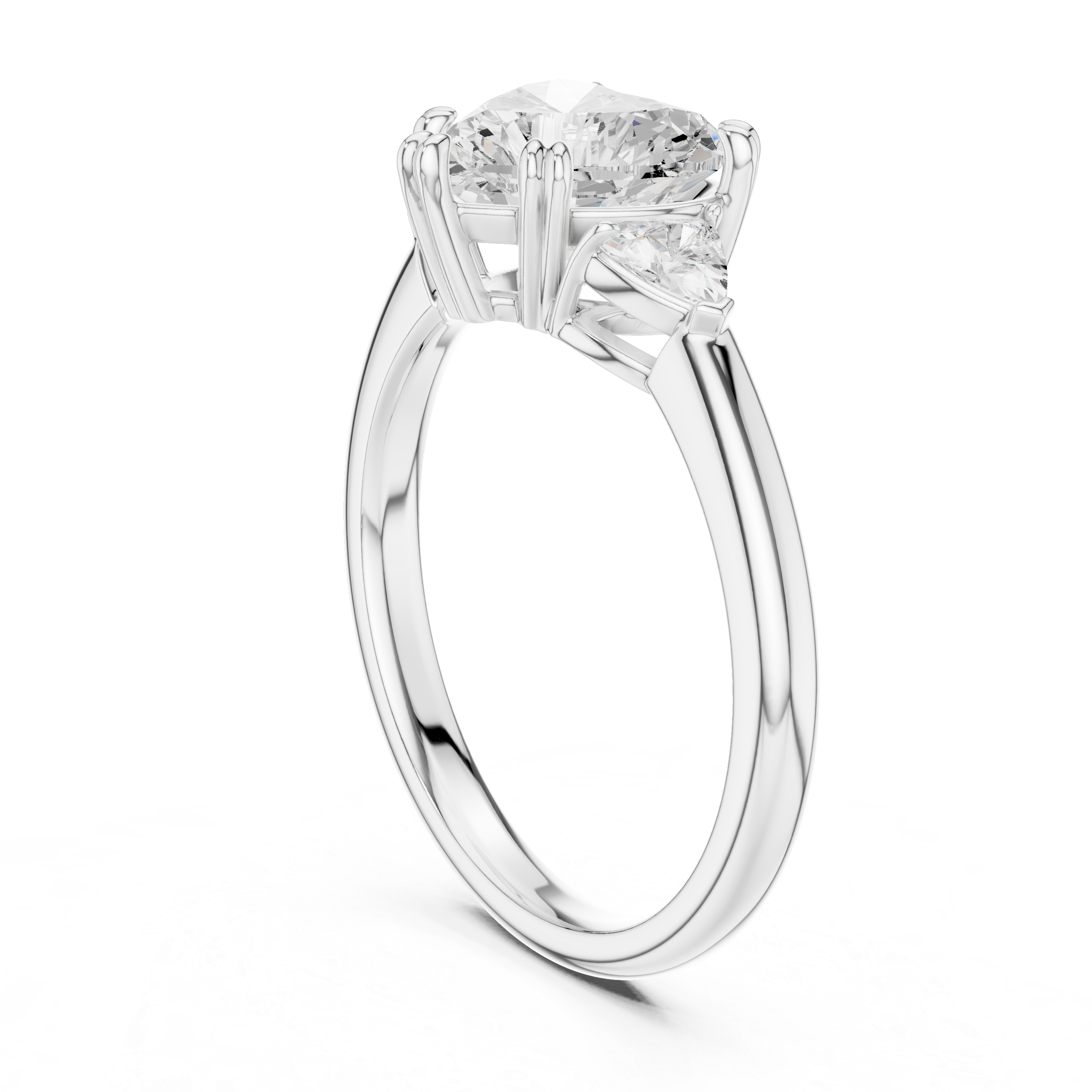 Gold 2 5Ct Three Stone Prong Solitaire Heart Lab Grown Diamond Korin Ring