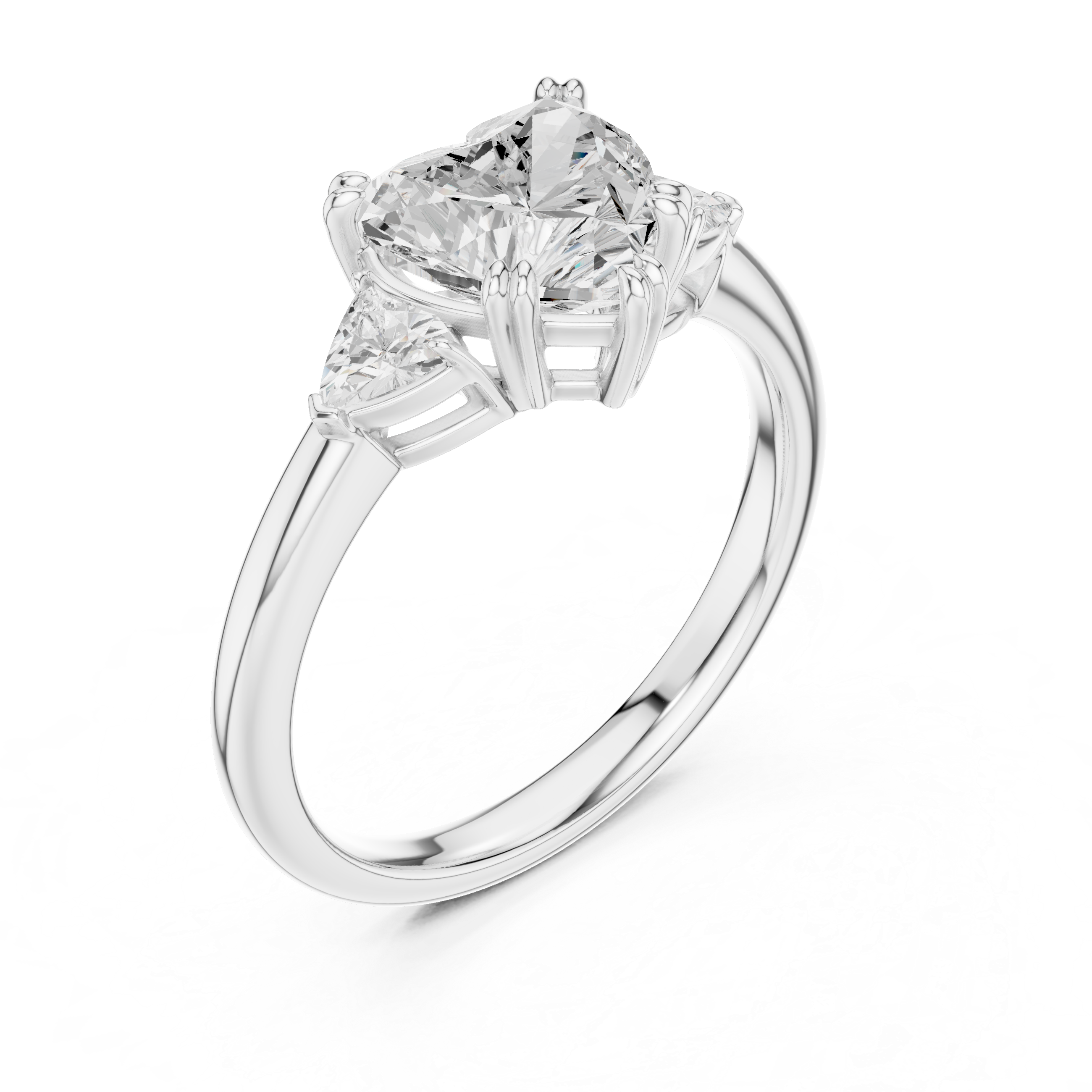 Gold 2 5Ct Three Stone Prong Solitaire Heart Lab Grown Diamond Korin Ring