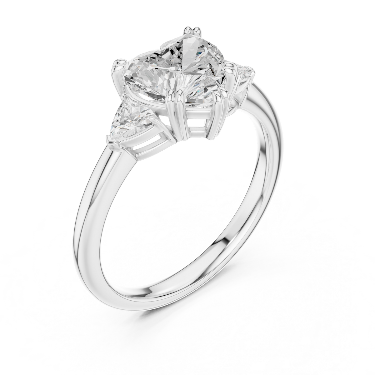Gold 2 5Ct Three Stone Prong Solitaire Heart Lab Grown Diamond Korin Ring