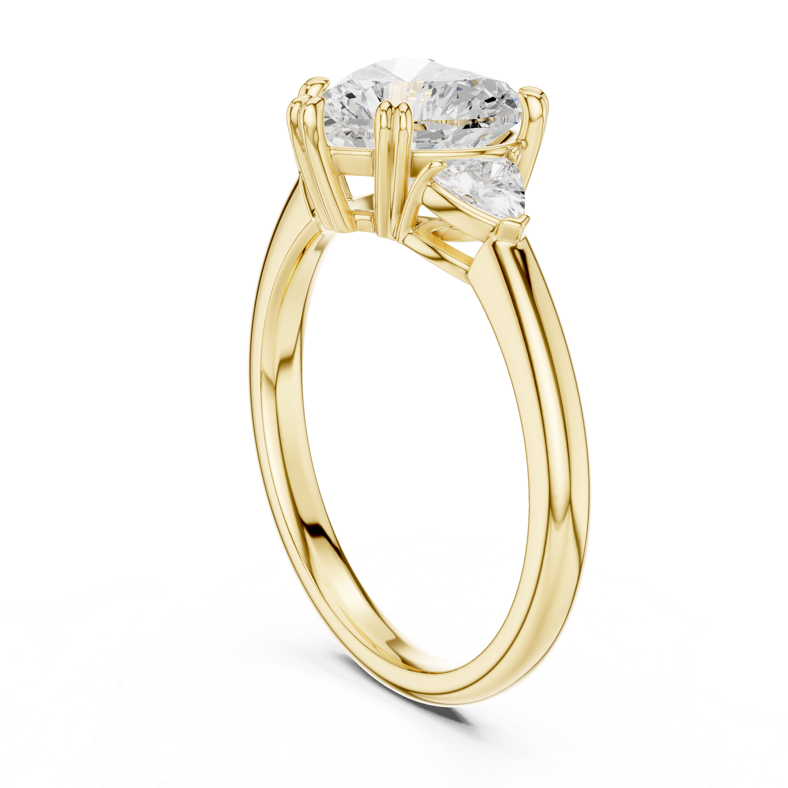 Gold 2 5Ct Three Stone Prong Solitaire Heart Lab Grown Diamond Korin Ring