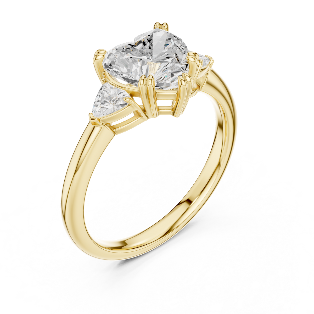 Gold 2 5Ct Three Stone Prong Solitaire Heart Lab Grown Diamond Korin Ring