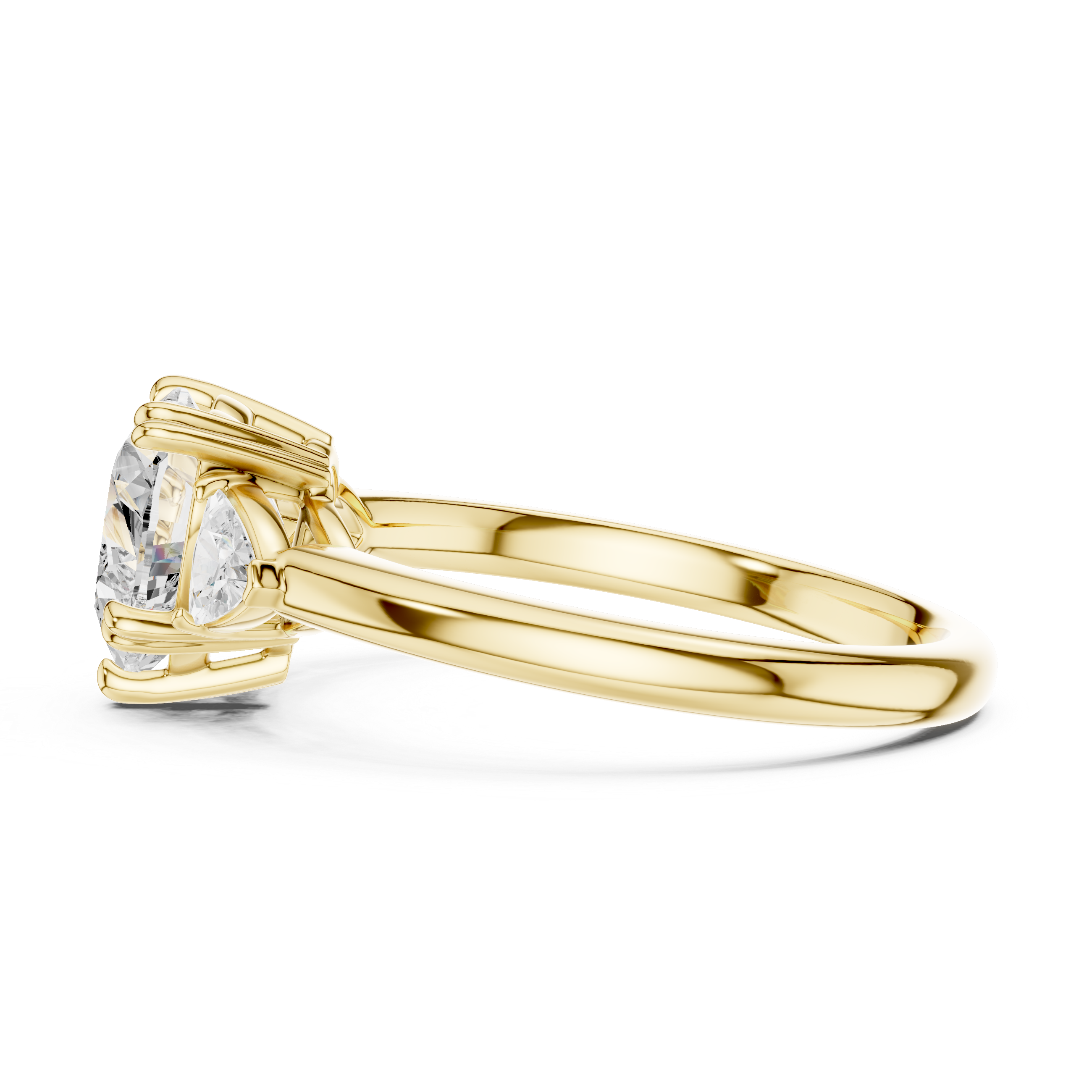 Gold 2 5Ct Three Stone Prong Solitaire Heart Lab Grown Diamond Korin Ring